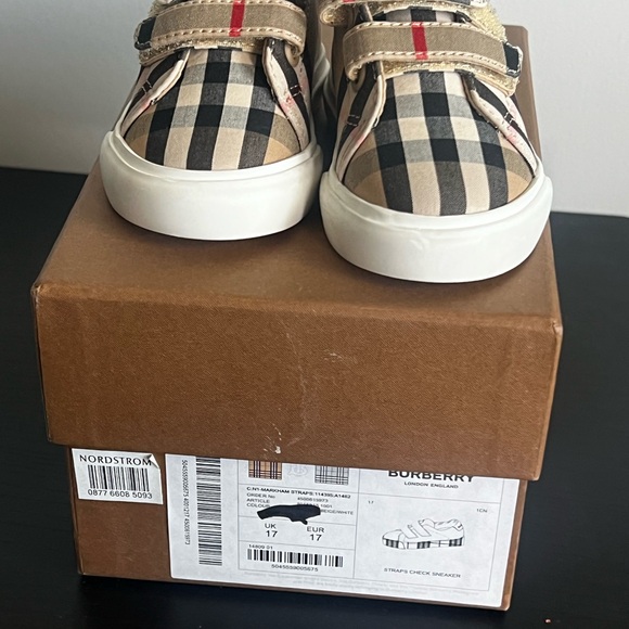 Burberry Tan and Red Sneakers